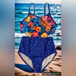 Cat & Jack Blue and White One Piece Swimsuit